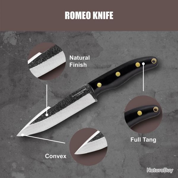 Couteau Condor Romeo Lame Acier 420HC Manche Micarta Etui Cuir Made Salvador CTK106057SS
