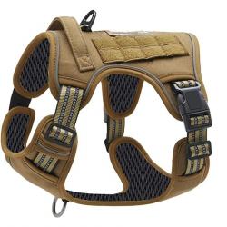 Harnais de Chien Anti Traction Tactique Respirant Réglable Facile à Mettre pour Moyen Grand Kaki