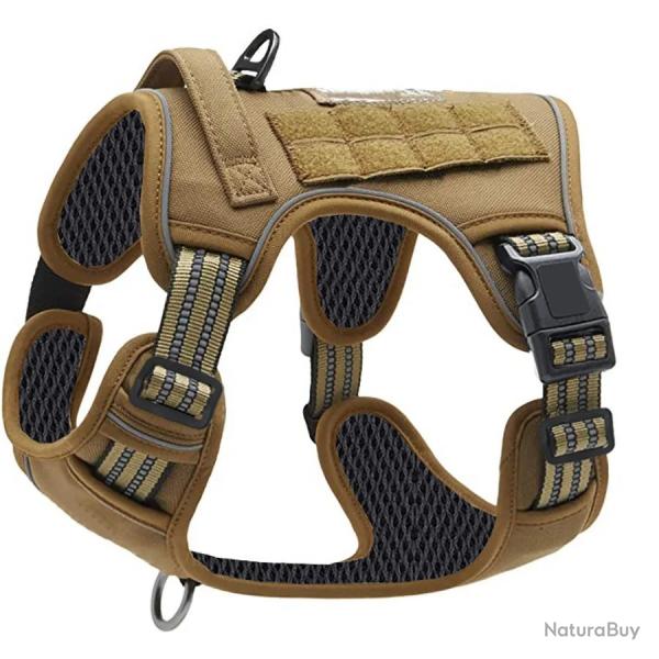 Harnais de Chien Anti Traction Tactique Respirant Rglable Facile  Mettre pour Moyen Grand Kaki