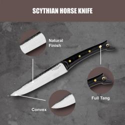 Couteau Condor Scythian Horse Lame Scythe Acier 14C28N Manche Micarta Etui Cuir Salvador CTK106165SK