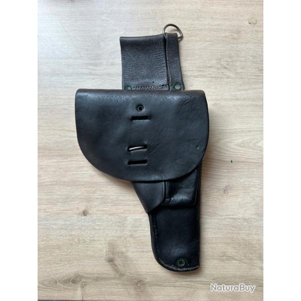 Original French Military Leather Pistol Holster MAC 50 Black Algrie Indochine