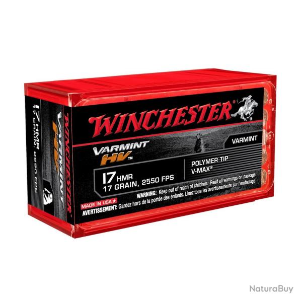 MUNITIONS WINCHESTER 17HMR VARMINT HV 17GR V-MAX X50