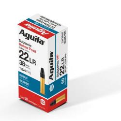 CARTOUCHES AGUILA CALIBRE 22 LR SUBSONIQUE HP 38 GRAINS