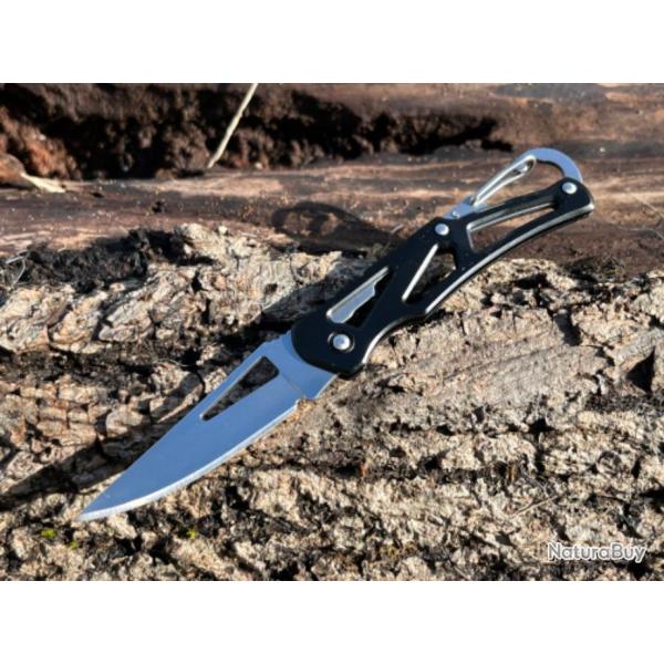 Couteau pliant mousqueton noir enchre