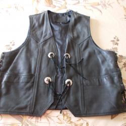 Gilet cuir jaquette ( Jackette )  BIKER      Taille XL    avec Conchos #2