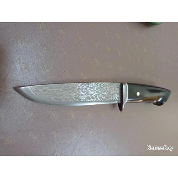 Couteau forg Jean Paul Sire damas barreaux motif explosion manche phacochre bne