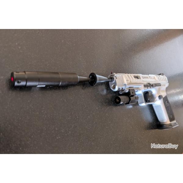 COLLIMATEUR LASER ROUGE TOUS CALIBRES ; 22LR 9MM 38SP ETC.. VENDU AVEC PILE RECHARGEABLE + CHARGEUR