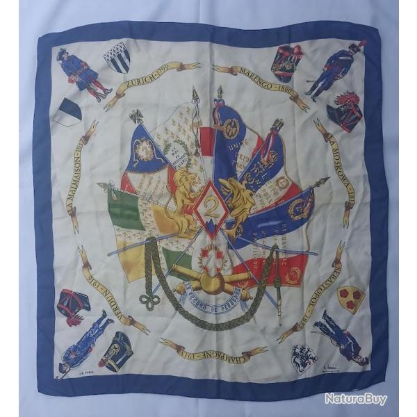 Foulard de tradition 2me Rgiment Artillerie soie vintage