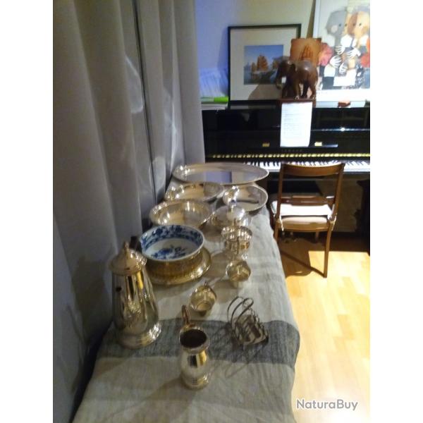 SERVICE A THE EN METAL  ARGENTE ANCIENNE
