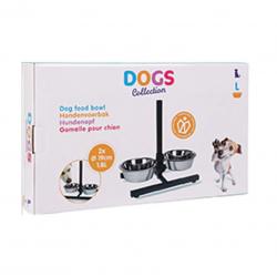 Mangeoire chien sur pied réglable + 2 gamelles Ø de 19 cm