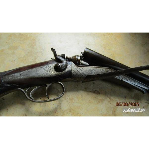 fin fusil chasse rare cal 20 Liges crosse anglaise droitier grav bruni class D