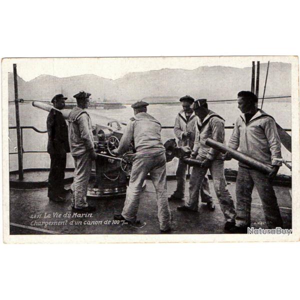 CPA - Marine Militaire - LA VIE DU MARIN CHARGEMENT D'UN CANON 100 M/M -N1623