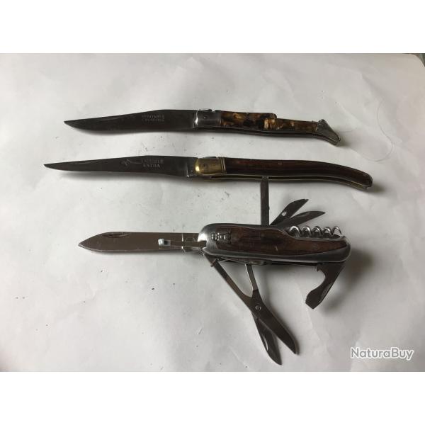 VENDU PAR LE-CUIRASSIER LOT N1 DE TROIS COUTEAUX PLIANT LAGUIOLE