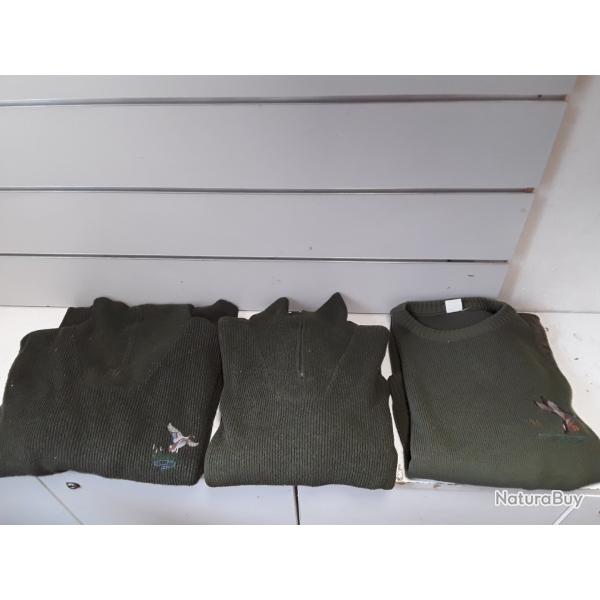 Lot de 3 pulls de chasse vert chaud