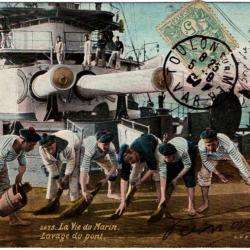 CPA - Marine Militaire -   La Vie du Marin - Lavage du Pont -N°1686