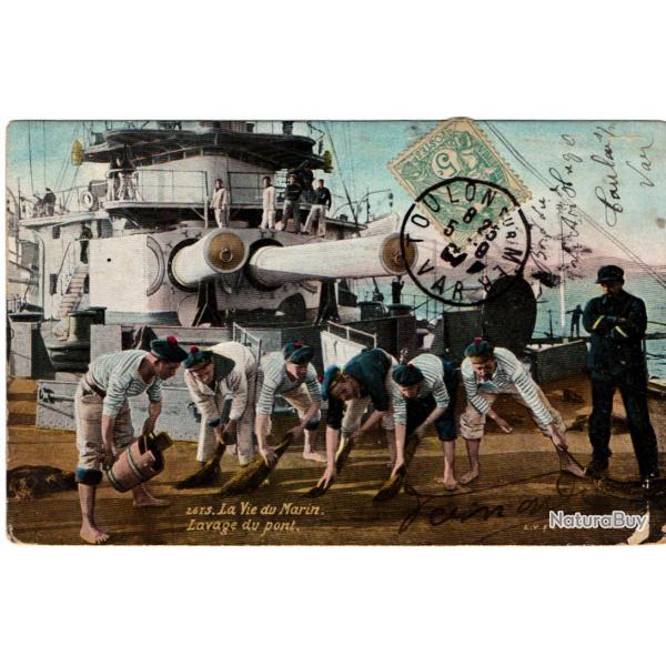 CPA - Marine Militaire -   La Vie du Marin - Lavage du Pont -N1686