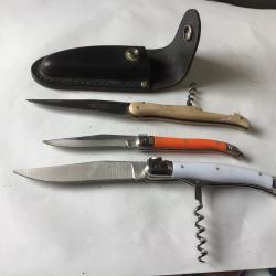 VENDU PAR LE-CUIRASSIER LOT N°. 2 DE TROIS COUTEAUX PLIANT LAGUIOLE +1 ÉTUI