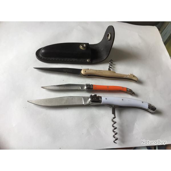 VENDU PAR LE-CUIRASSIER LOT N. 2 DE TROIS COUTEAUX PLIANT LAGUIOLE +1 TUI