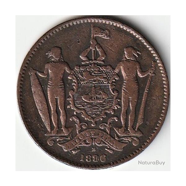 Pice de Monnaie Malsie Britannique Compagnie britannique de Borno du Nord 1886 H Recherche