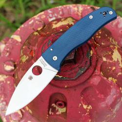 Couteau Spyderco Bodacious Lame Acier CPM SPY27 Manche Bleu Cobalt Compression Lock USA SC263GPCBL