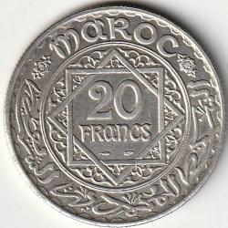 Pièce de Monnaie Maroc 20 Francs  Argent 1933 Qualité