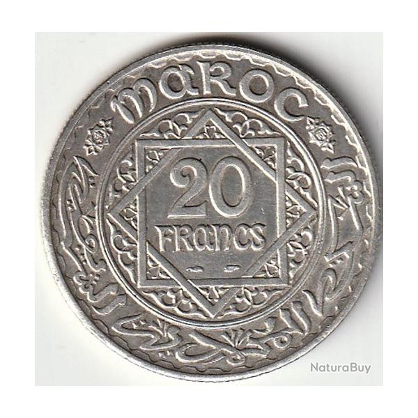 Pice de Monnaie Maroc 20 Francs  Argent 1933 Qualit
