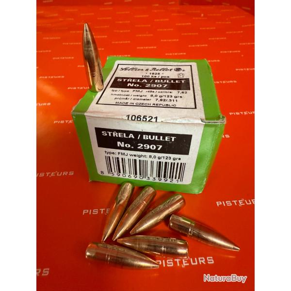 Ogives Sellier & Bellot 7.62X39 FMJ 123grs boite 100