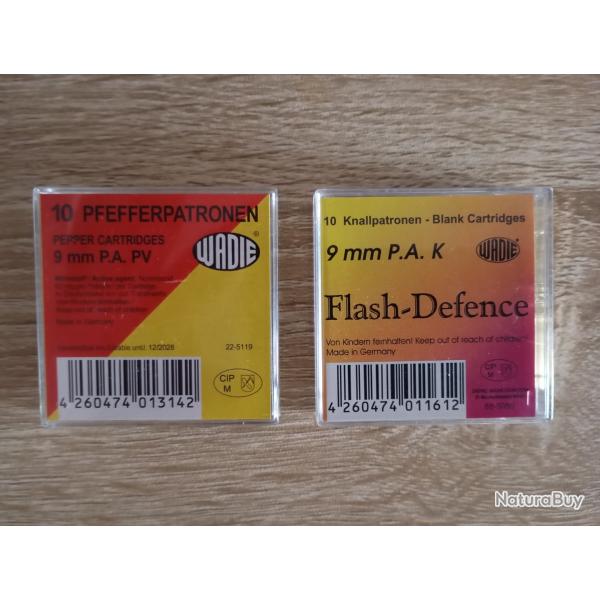 lot de 20 Cartouches 9mm PAK (poivre & blanc)