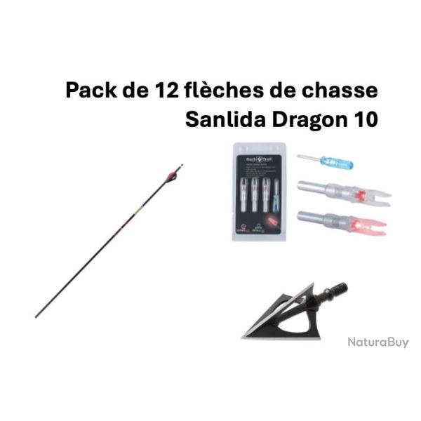 12 flches Sanlida Dragon 10 + encoches lumineuses + lames