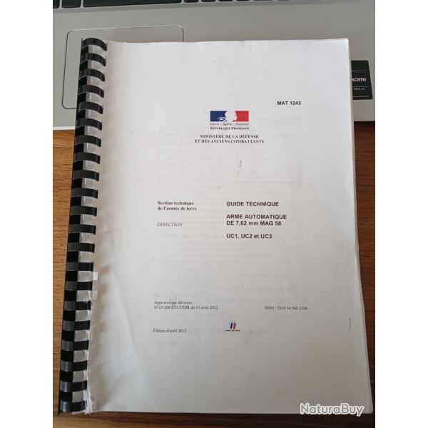 Fascicule / Guide technique de la mitrailleuse MAG58 calibre 7,62 mm