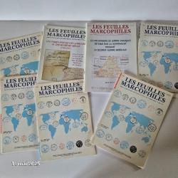 Lot de 7 feuilles marcophiles, philatélie , histoire des oblitérations, les affranchissements,