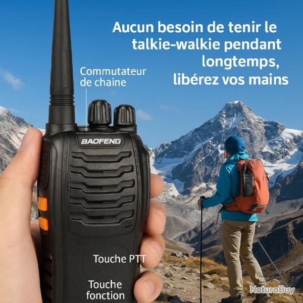 2x BAOFENG Talkie-Walkie BF-888S Pro 16 Canaux 3  5 km Rechargeable Radio Portable Longue Distance