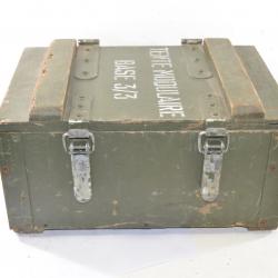 Ancienne caisse militaire armée Française années 1960 - 1980 Tente modulable Surplus rangement boite