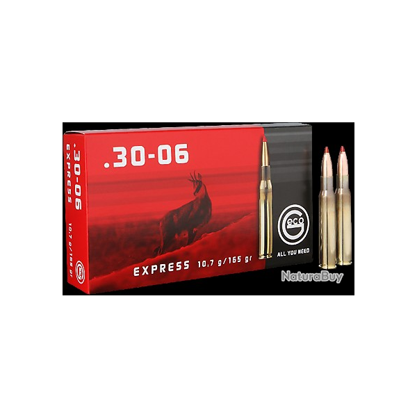 BALLE GECO EXPRESS 165gr , CALIBRE:30-06. Lot de 60 cartouches.