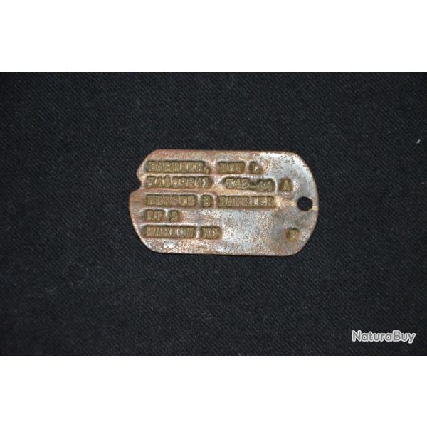 PLAQUE D'IDENTITE AMERICAINE-US ARMY DOG TAG T. 43 - 44-LIBERATION-DEBARQUEMENT-