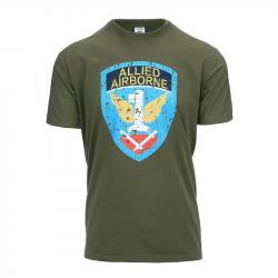Tee Shirt Allied Airborne vintage Couleur Kaki