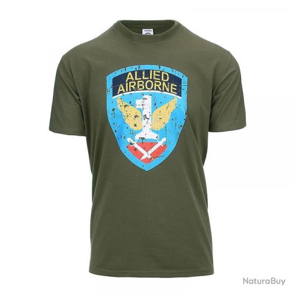 Tee Shirt Allied Airborne vintage Couleur Kaki