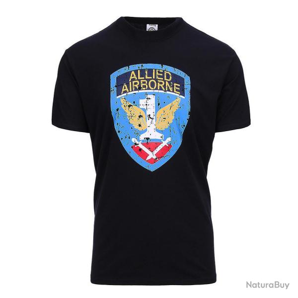 Tee Shirt Allied Airborne vintage Couleur Noir
