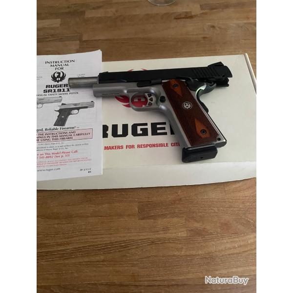 occasion PISTOLET RUGER SR 1911  INOX BROSSE FINITION DUO-TONE 45 ACP
