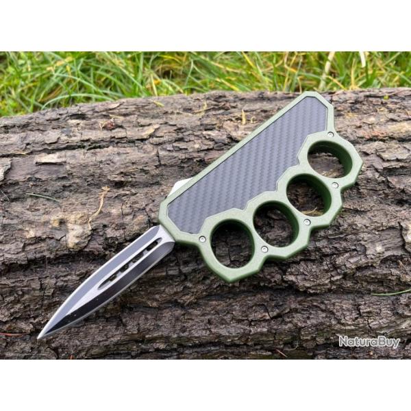 Couteau de Tranche OTF Tout Acier - Vert Militaire et Noir enchre