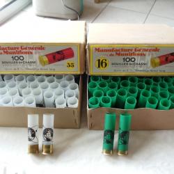 2 Boîtes complètes de douilles neuves plastique en calibre 16 de la M.G.M.