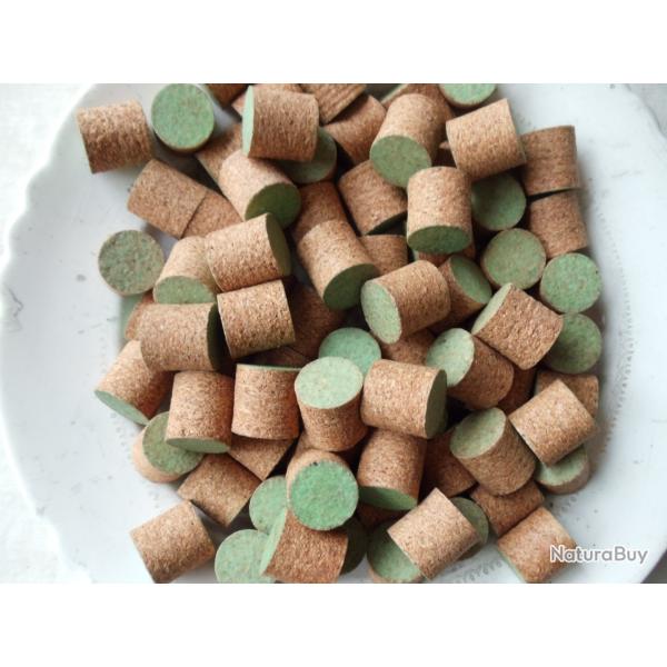 Lot de 100 bourres lige recouvertes , paisseur 18,5mm , en calibre 12.