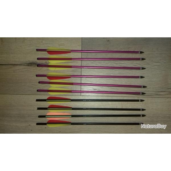 UN Lot de 10 flches (traits) pour arbalte de 44cms en aluminium (16 pouces)