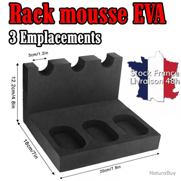 Prsentoir pour arme de poing en mousse EVA - Modle C 3 emplacements - Stock France