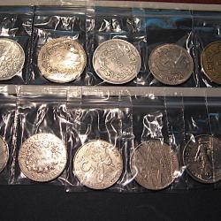 lot de 11 pieces de 5 francs  differentes  (republique française + Monaco)