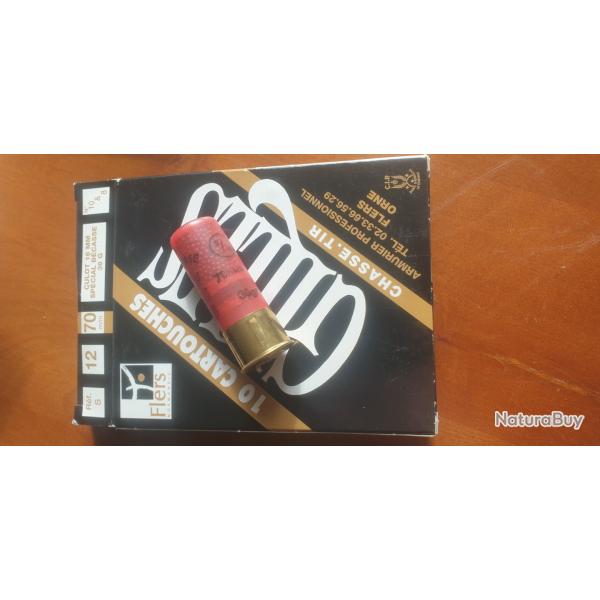 Une bote de 10 cartouches 2/70 Gilles Flers spciale becasse plombs 8/10 mlangs