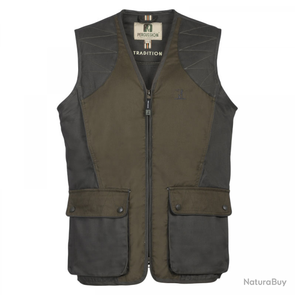 Gilet de chasse Percussion Tradition - Marron - Logo Percussion sans cartouchires / L