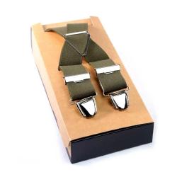 Bretelles homme Hercule 4 pinces kaki 120 cm