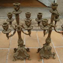 PAIRE DE CHANDELIER BRONZE
