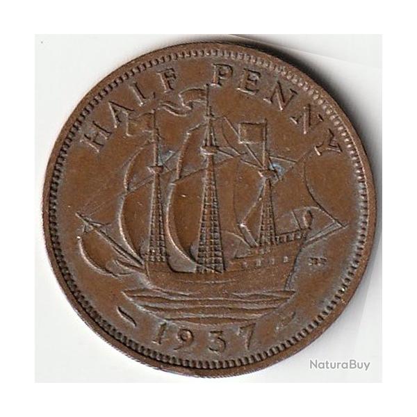 Pice de Monnaie Angleterre 1/2 penny - George VI Avec "IND:IMP." 1937
